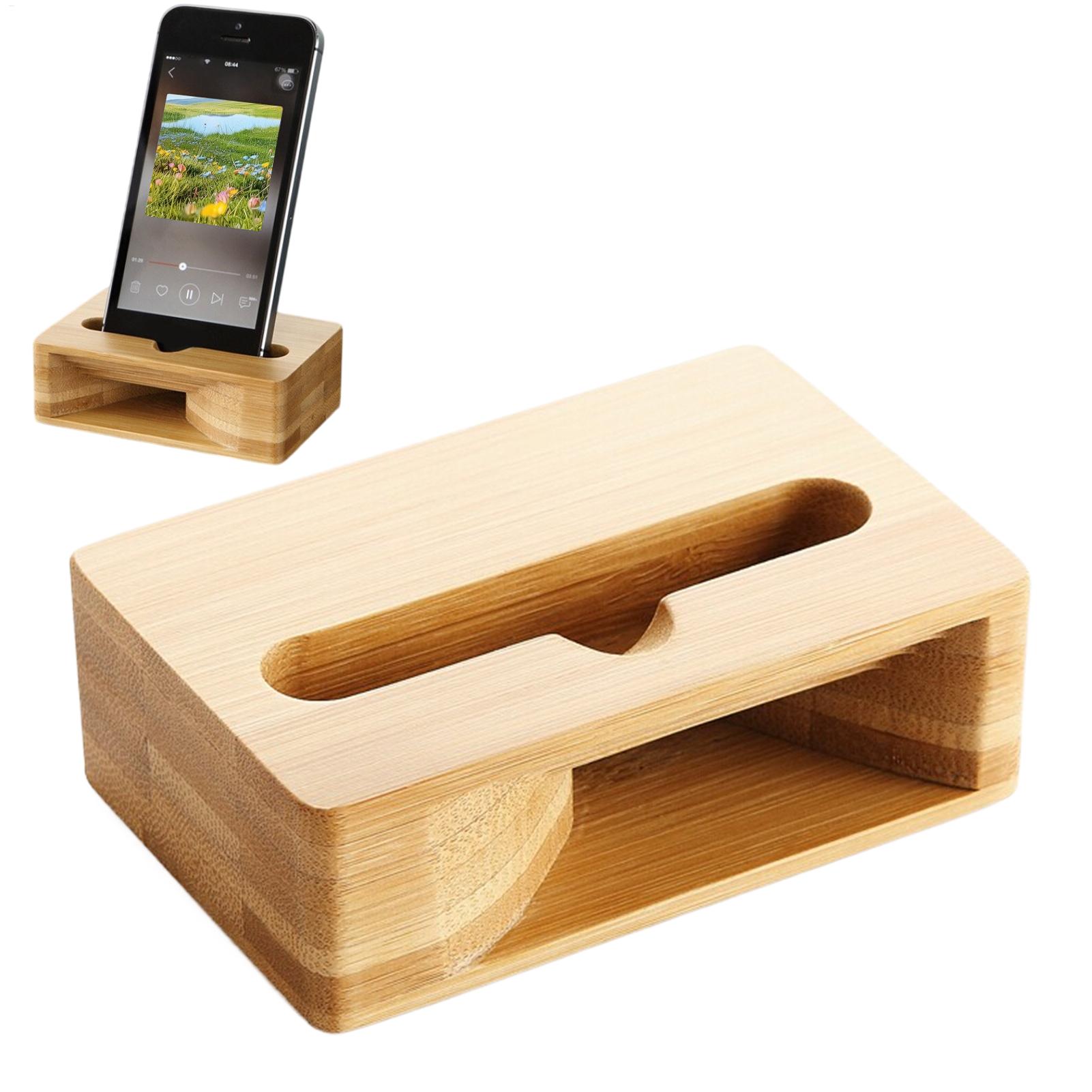 Musical Instrument Amplifier - Wood Phone Speaker Amplifier Desktop Natural